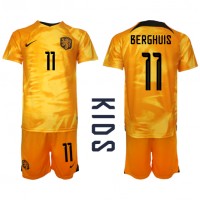 Niederlande Steven Berghuis #11 Heimtrikotsatz Kinder WM 2022 Kurzarm (+ Kurze Hosen)